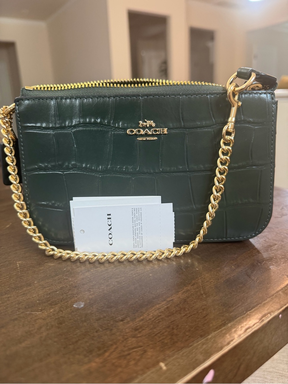 Coach Green Croc-Embossed
